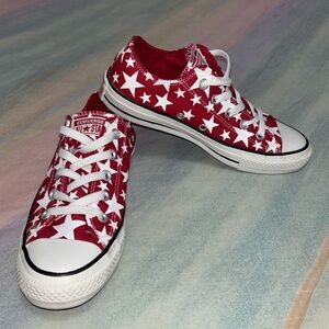 Converse All Star Chuck Taylor Low Red and White Canvas Sneakers stars women’s 6